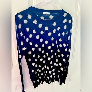 Equipment Femme Silk Floral Sweater Navy/White